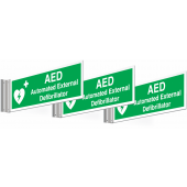 3 Pack AED Automated External Defibrillator Corridor Signs