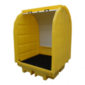 The 4 Drum Hard Cover Spill Pallet is the ideal solution for the safe, secure outdoor storage for your hazardous materials stored in drums, the 4 Drum Hard Cover Spill Pallet is fitted with a roller shutter door