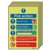 6-Pack Nite-Glo Fire Action Symbols Signs