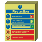 6-Pack Xtra-Glo Aluminium Fire Action Signs