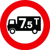 7.5 Tonne Weight Limit RA1 Aluminium Traffic Signs