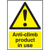 Anti Climb Product In Use Sign