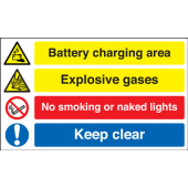 Battery Charging Area Explosive Gases Sign