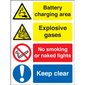 Battery Charging Area Explosive Gases Sign