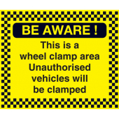 Be aware! This Is A Wheel Clamp Area Sign