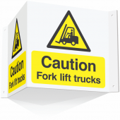 Caution Fork Lift Trucks Projecting 3D Sign