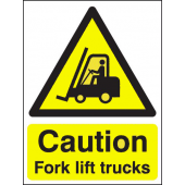 Caution Fork Lift Trucks Portrait Hazard Warning Signs