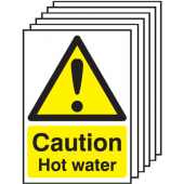 Caution Hot Water Pack Of 6 Signs