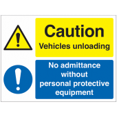 Caution Vehicle Unloading PPE Required Signs