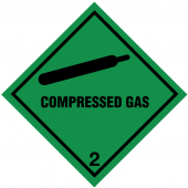 Compressed Gas & 2 Easy Peel Hazard Warning Diamonds