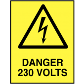 Danger 230 Volts Self-Adhesive Safety Labels 5-Pack