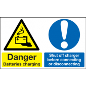 Danger Batteries Charging & Shut Off Charger Sign