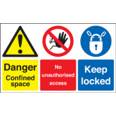 Danger Confined Space No Unauthorised Access Keep Locked Sign