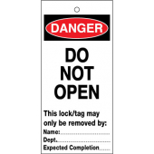 Danger Do Not Open Lockout Safety Tags