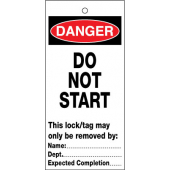Danger Do Not Start Lockout Safety Tags