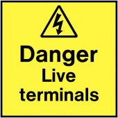 Danger Live Terminals On The Spot Electrical Label