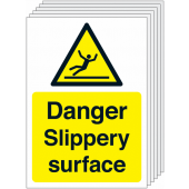 Danger Slippery Surface Hazard Warning Sign 6 Pack