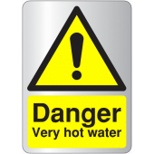 Danger Very Hot Water Silver Effect Hazard Signs