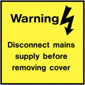 Disconnect mains Supply Before Removing Electrical Label