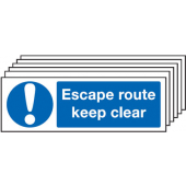 Escape Route Keep Clear Pack Of 6 Signs