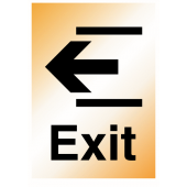 Exit With Arrow Left Brass Effect Sign