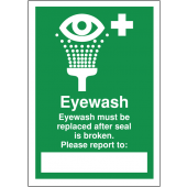 Eyewash Must Be Replaced If Seal Is Broken Sign
