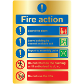 Fire Action Deluxe Gold Effect Sign