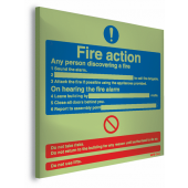 Fire Action Notice Nite-Glo Acrylic Material Signs