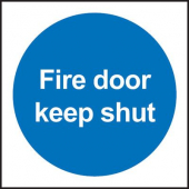 Fire Door Keep Shut Signs, mandatory message type of fire door sign which is used for being displayed on fire doors to instruct and ensure people keep the fire doors shut, Fire Door Keep Shut Fire Door Signs conveys the message "Fire door keep shut"
