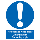 Fire Escape Keep Clear Dihangfa Dan Cadwch Yn Glir Sign