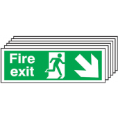Fire Exit With Arrow Down Right 6 Pack Escape Sign