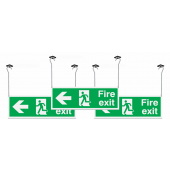 Fire Exit Running Man And Arrow Left Hanging Signs 3 Pack