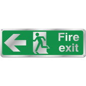 Fire Exit Arrow Left Satin Aluminium Signs