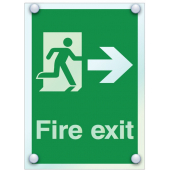 Fire Exit Sign With Arrow Right In Stylish Acrylic Material