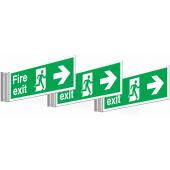 Fire Exit Running Man & Arrow Right Corridor Signs 3 Pack