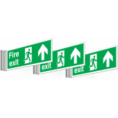 Fire Exit Running Man & Arrow Up Corridor Signs 3 Pack
