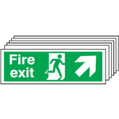 Fire Exit Arrow Up Right Pack Of Six Escape Signs
