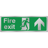 Fire Exit Arrow Up Satin Aluminium Signs