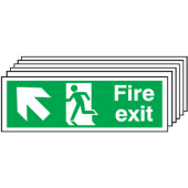 Fire Exit With Arrow Up Left 6 Pack Escape Sign