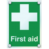 First Aid Sign In Clear Stylish Acrylic Material