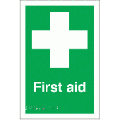 Braille First Aid Text & Cross Symbol Signs