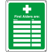 First Aiders Are: Vandal Resistant Sign