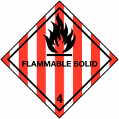 Flammable Solid & 4 Easy Peel Hazard Warning Diamonds