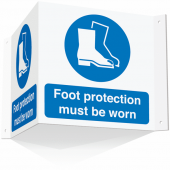 Foot Protection Must Be Worn Projecting 3D Sign