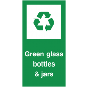 Green Glass Bottles & Jars Self Adhesive Vinyl Recycling Labels