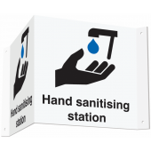 Hand Sanitising Station Projecting 3D Sign