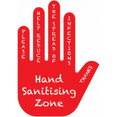 Hand Sanitising Zone Hand Signs, hygiene message type of hand sanitising signs which is used for being displayed around areas where there is a need to make sure people sanitise their hands, "Hand Sanitising Zone" sign