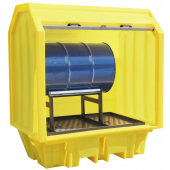 The Hard Cover Spill Pallet With Drum Cradle is the ideal solution for the safe, secure outdoor storage for your hazardous materials stored in drums