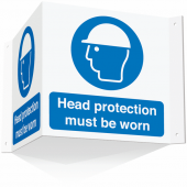 Head Protection Must Be Worn Projecting 3D Sign