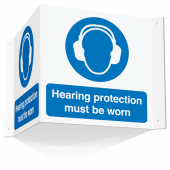 Hearing Protection Must Be Worn Projecting 3D Sign